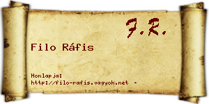 Filo Ráfis névjegykártya